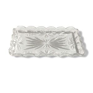 VINTAGE Floral Clear Scalloped Edge Jewelry Vanity Tray
